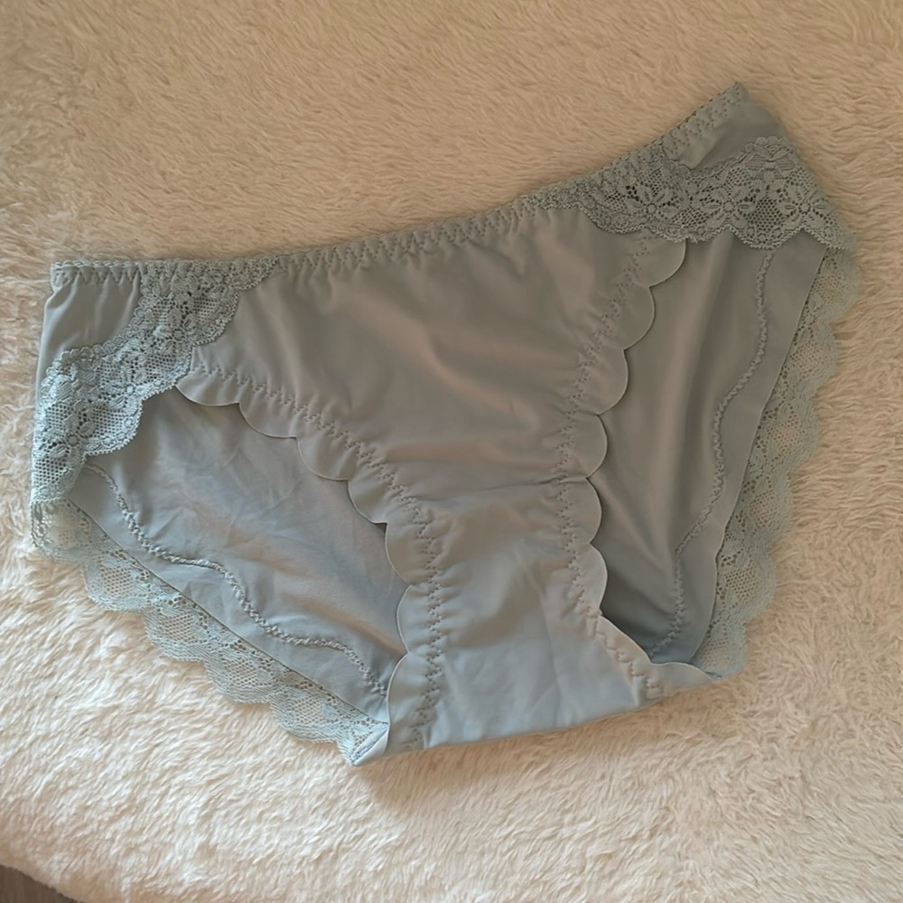 NWT Elegant Lace Trim Light Sage Panties
